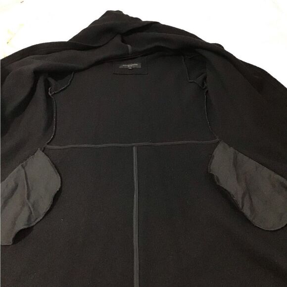 Marcellamoda Black Hooded Belted Wrap Asymmetrical Hem Sweater Size Medium - Picture 15 of 15